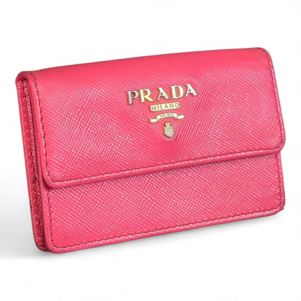 Prada Vibrant Pink Saffiano Leather Card Case
